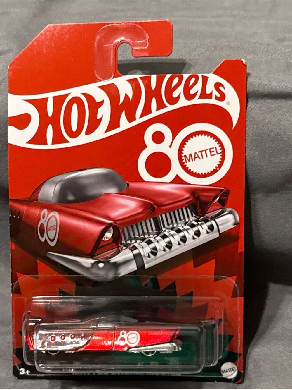 Mattel Hot Wheels Red and Silver 80th Anniversary Die-Cast Car